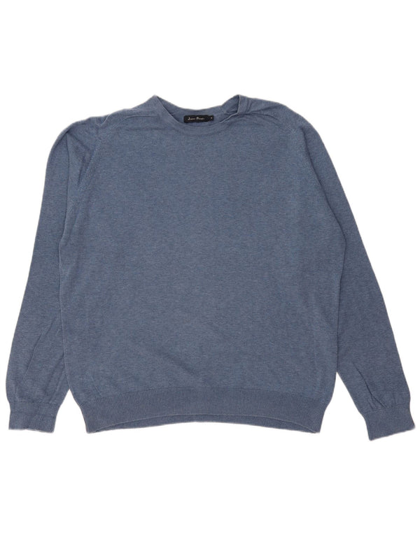 JAMES PRINGLE Mens Relaxed Fit Crew Neck Jumper Sweater Medium Blue Cotton