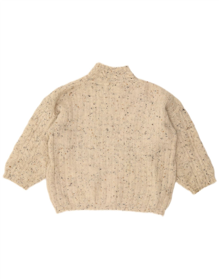 VINTAGE Womens Turtle Neck Jumper Sweater UK 18 XL Off White Flecked