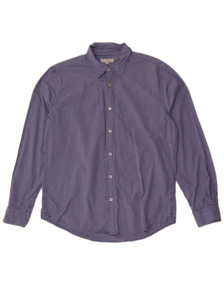Boden Mens Slim Fit Shirt Large Blue Gingham Cotton