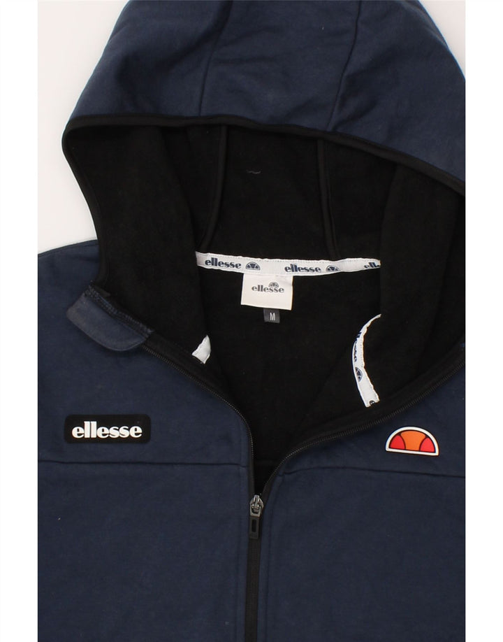 ELLESSE Womens Oversized Zip Hoodie Sweater UK 14 Medium Navy Blue Vintage Ellesse and Second-Hand Ellesse from Messina Hembry 