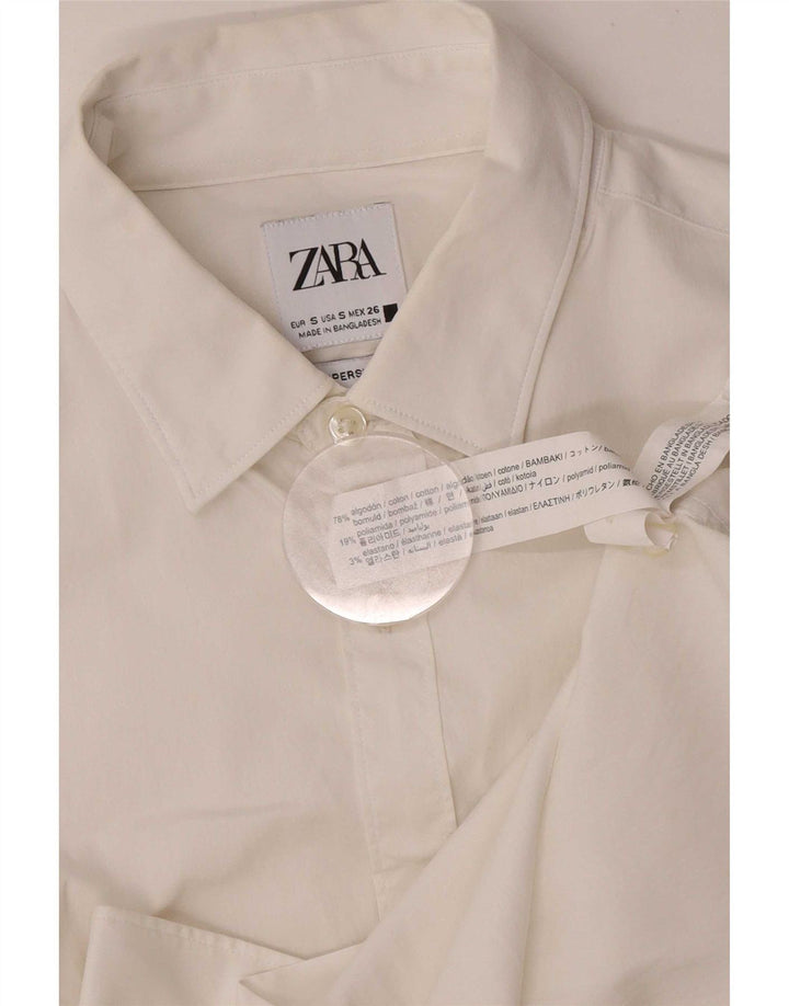 Zara Womens Shirt UK 10 Small White Cotton