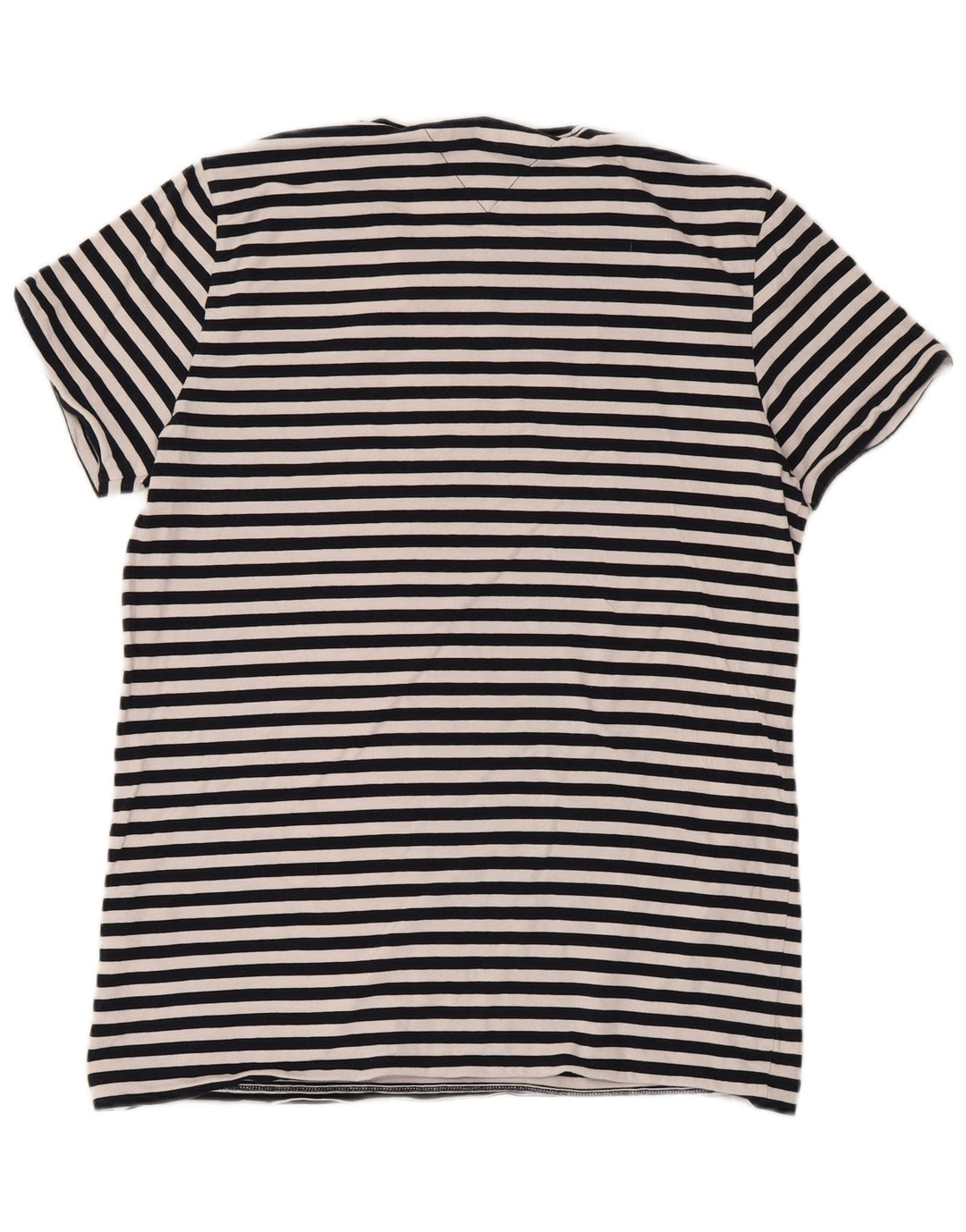 TOMMY HILFIGER Mens Extra Slim T-Shirt Top Large Navy Blue Striped Cotton