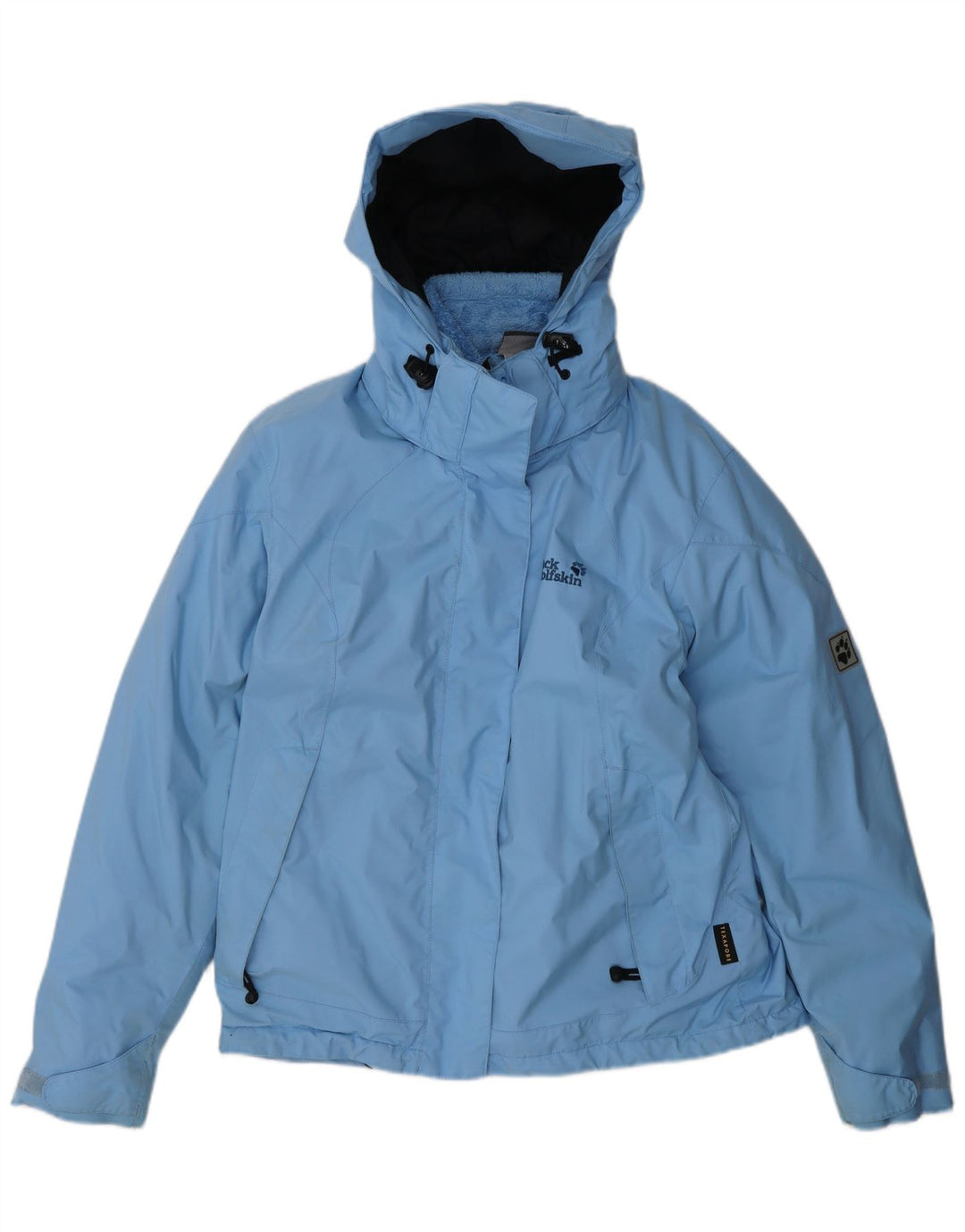 JACK WOLFSKIN Womens Hooded Windbreaker Jacket UK 12 Medium Blue Polyester