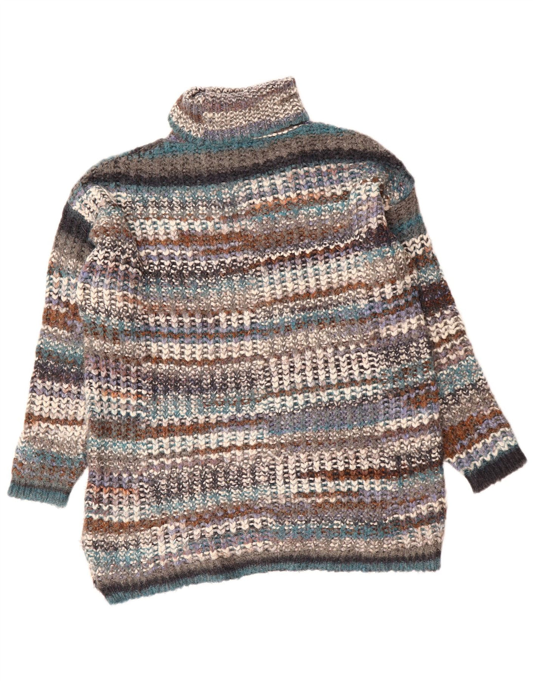 ZARA Womens Roll Neck Jumper Sweater UK 14 Medium Multicoloured Striped