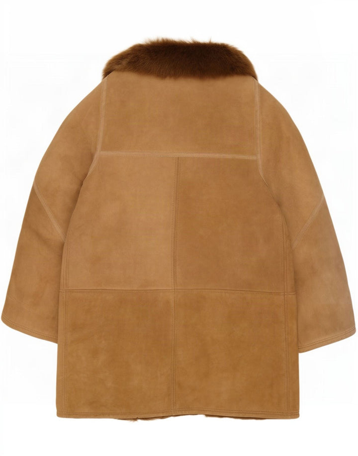 Vintage Womens Shearling Jacket IT 48 XL Brown