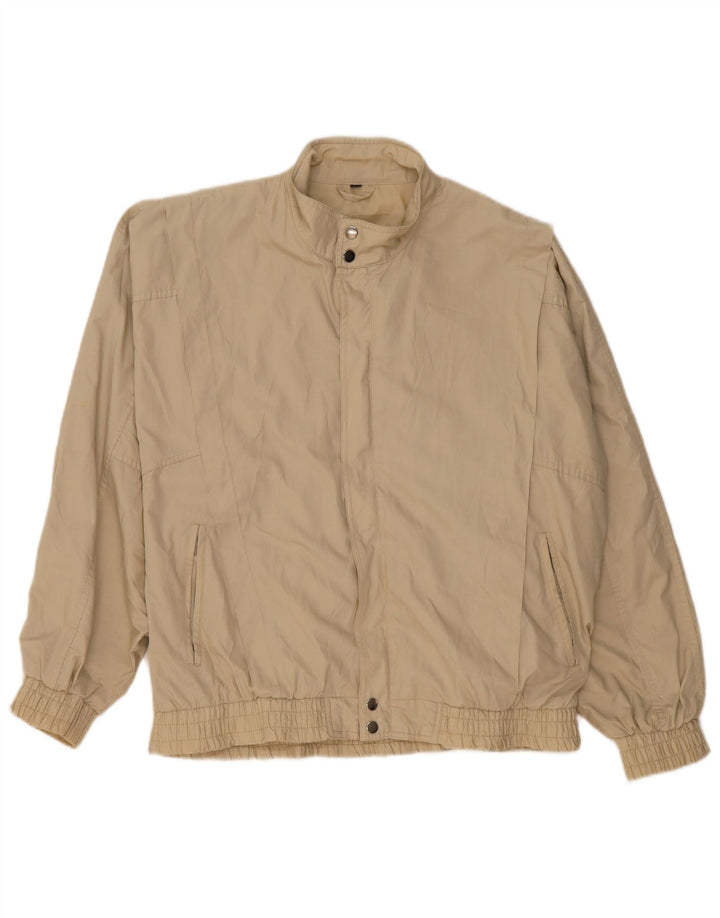 Vintage Mens Bomber Jacket IT 52 XL Beige Polyester