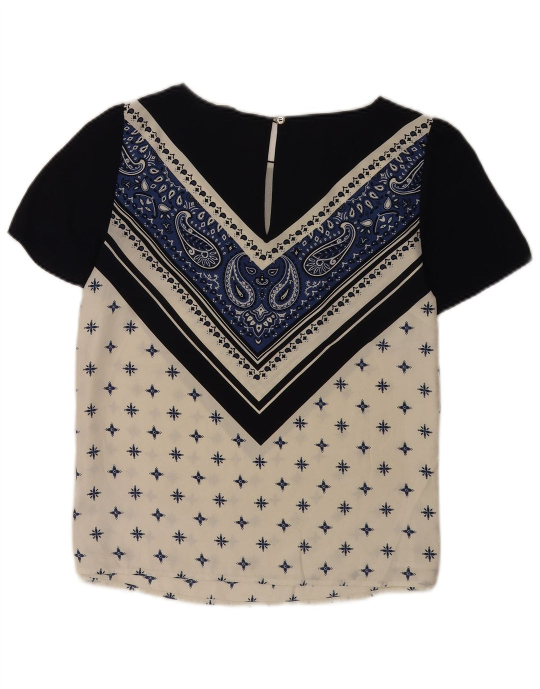 Oasis Womens Blouse Top UK 10 Small Navy Blue Paisley Polyester