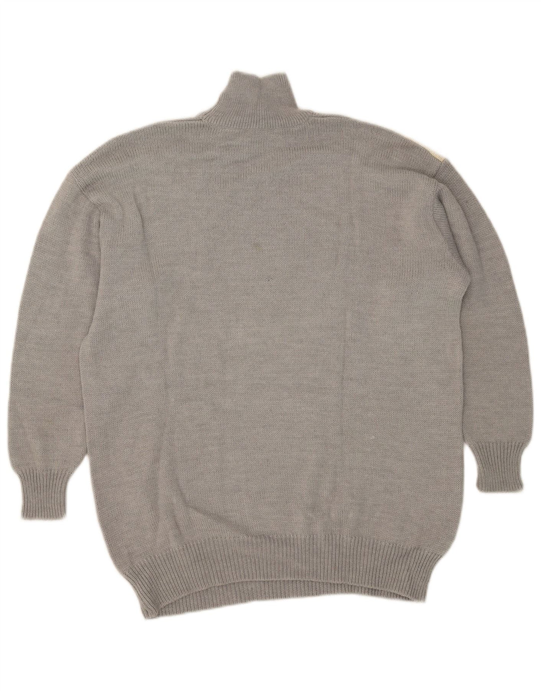 VELENO Mens Turtle Neck Jumper Sweater Large Grey Argyle/Diamond Wool