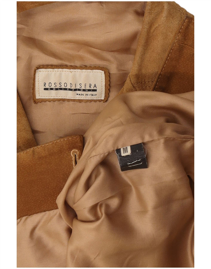 Rossodisera Womens 3 Button Suede Blazer Jacket UK 14 Medium Beige