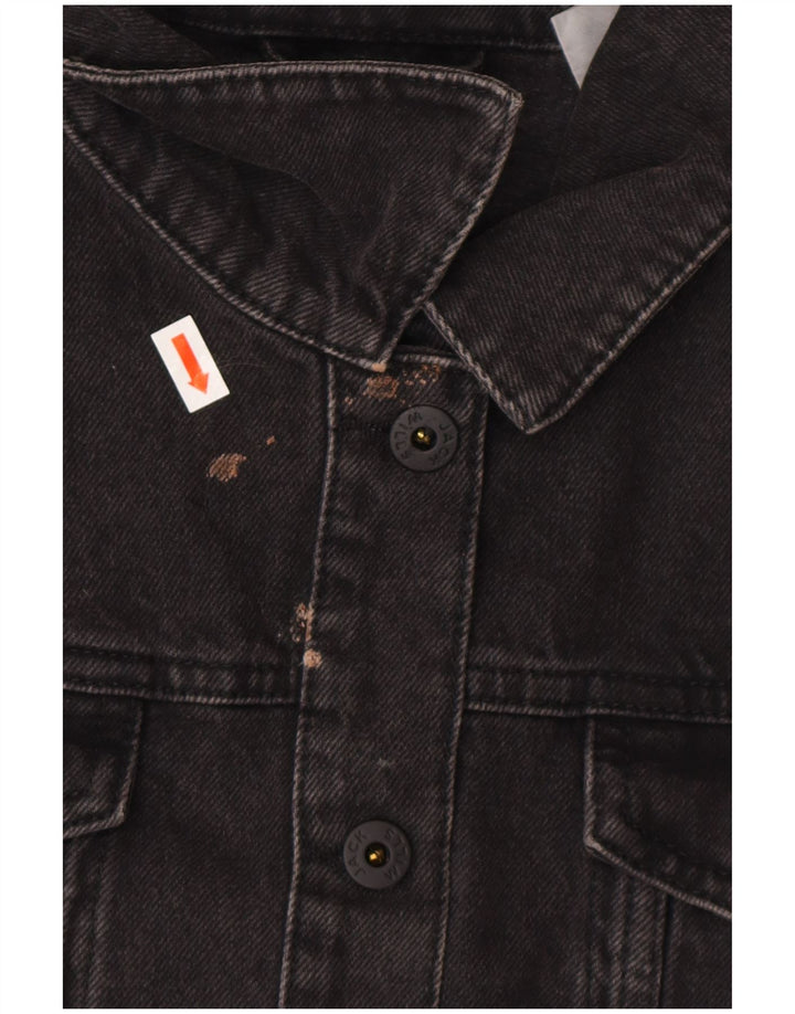 JACK WILLS Womens Oversized Crop Denim Jacket UK 10 Small  Grey Cotton