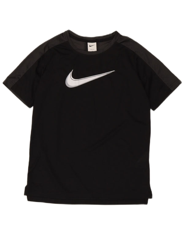 Nike Boys Dri Fit Graphic T-Shirt Top 13-14 Years XL Black Colourblock