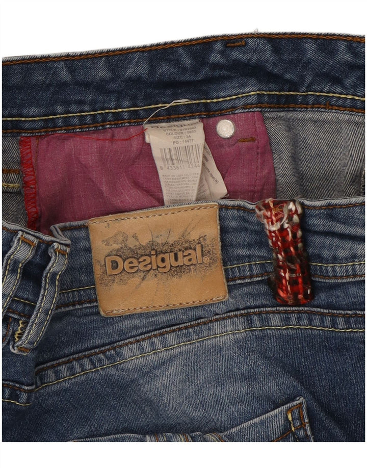 DESIGUAL Womens Rainbow Straight Jeans W34 L28 Blue Cotton