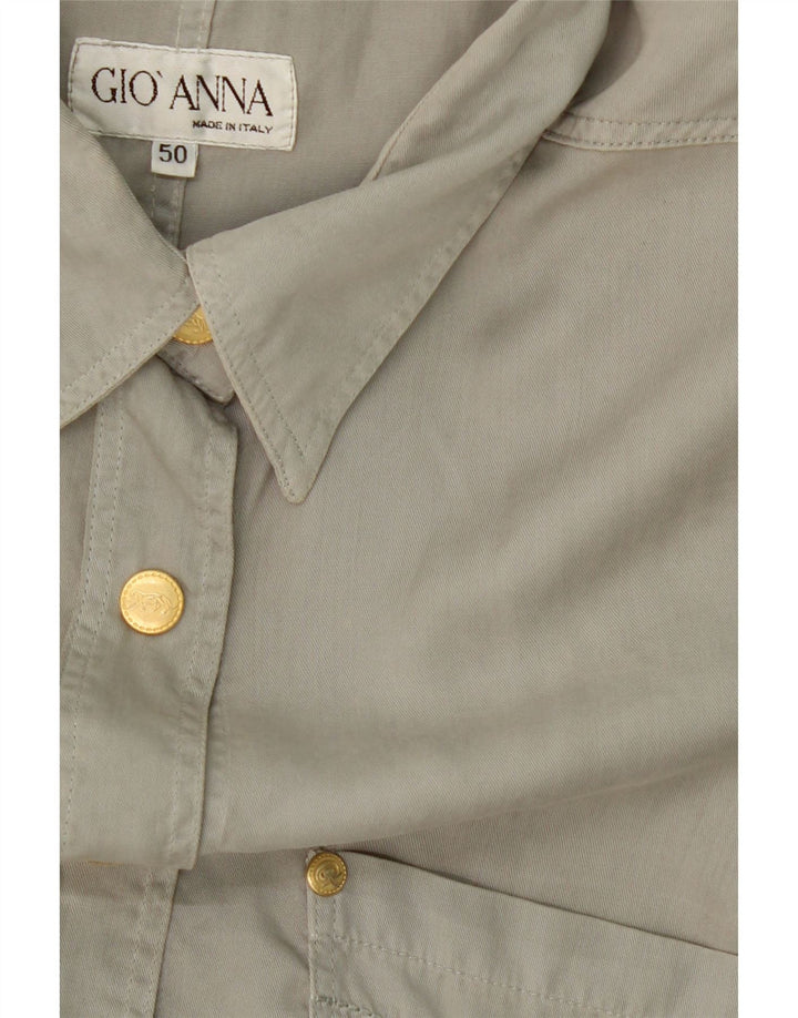 VINTAGE Womens Shirt IT 50 XL Grey Tencel Vintage Vintage and Second-Hand Vintage from Messina Hembry 