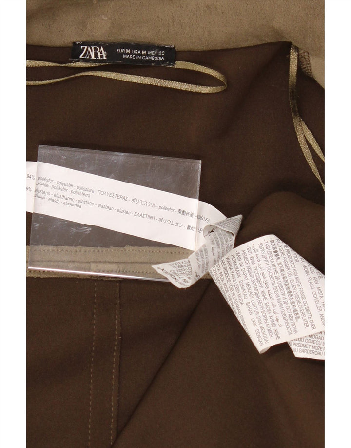 ZARA Womens Open Overcoat UK 14 Medium Khaki Polyester Vintage Zara and Second-Hand Zara from Messina Hembry 