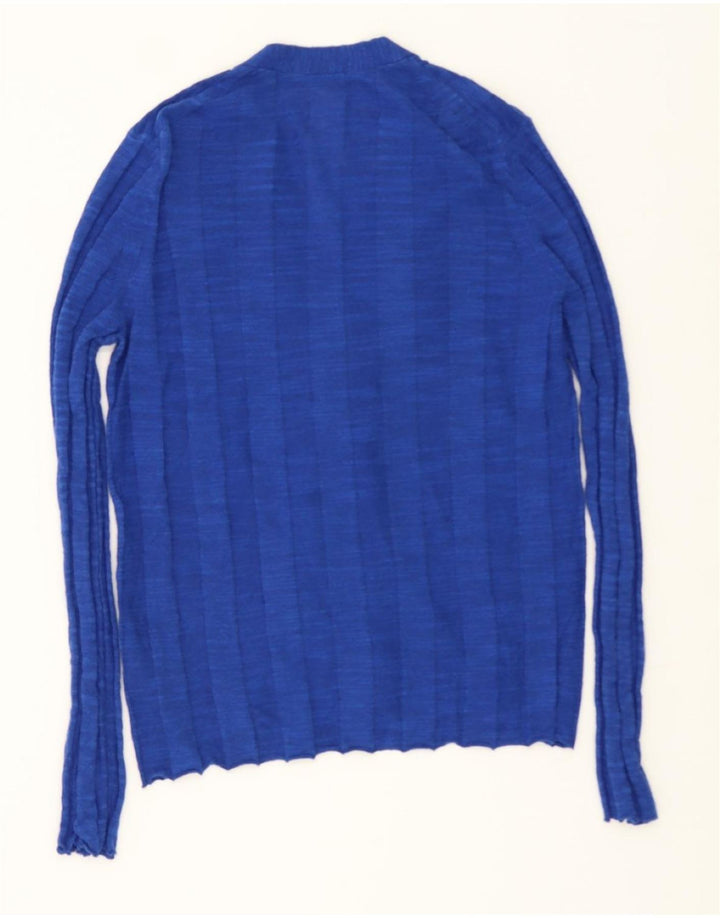 JIGSAW Womens Cardigan Sweater UK 12 Medium Blue Linen Vintage Jigsaw and Second-Hand Jigsaw from Messina Hembry 
