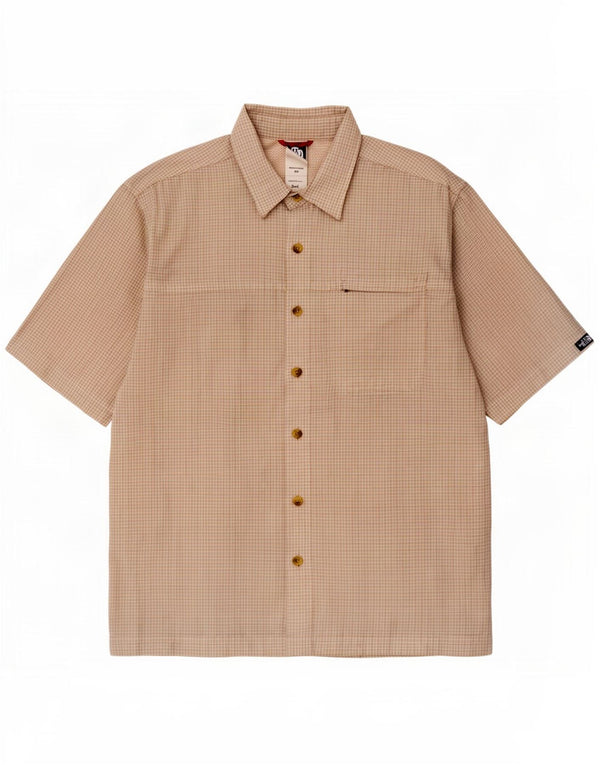 The North Face Mens Short Sleeve Shirt Small Beige Check Modal