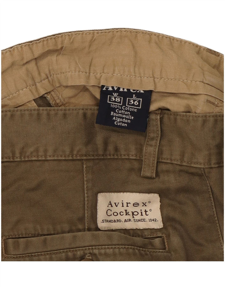 AVIREX Mens Straight Casual Trousers W38 L30 Khaki Cotton