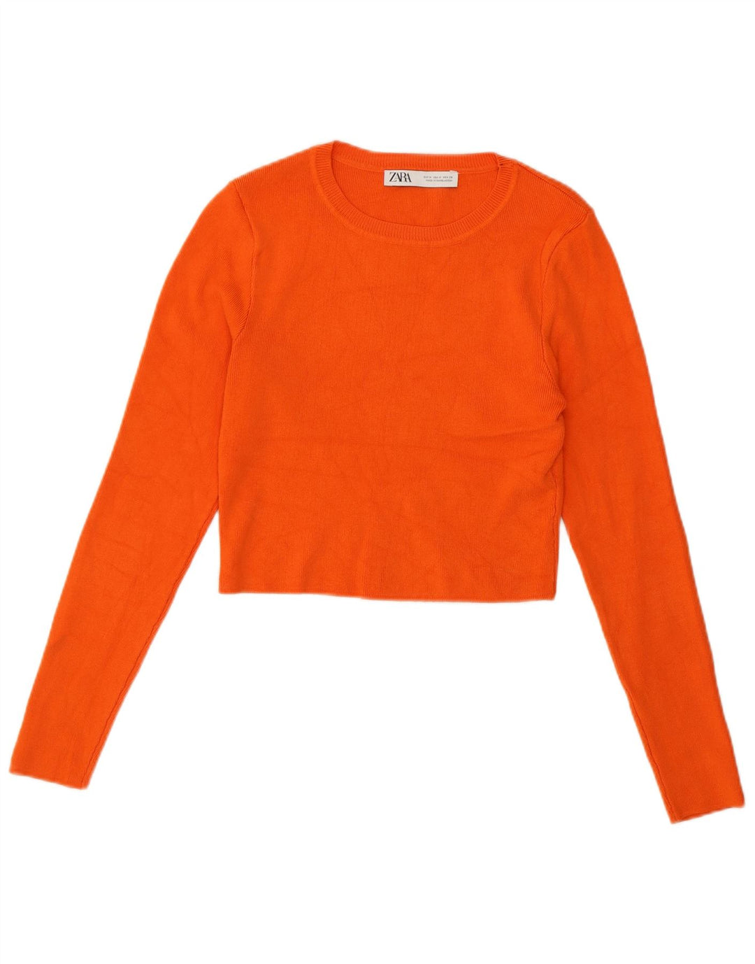 Zara Womens Crop Blouse Top UK 12 Medium Orange Viscose