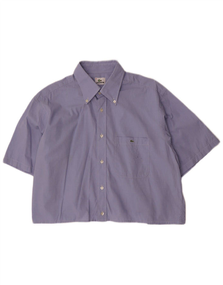 LACOSTE Womens Crop Oversized Short Sleeve Shirt Size 43 Large Blue
