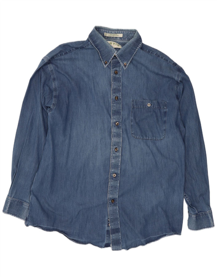 Orvis Mens Shirt Large Blue Cotton