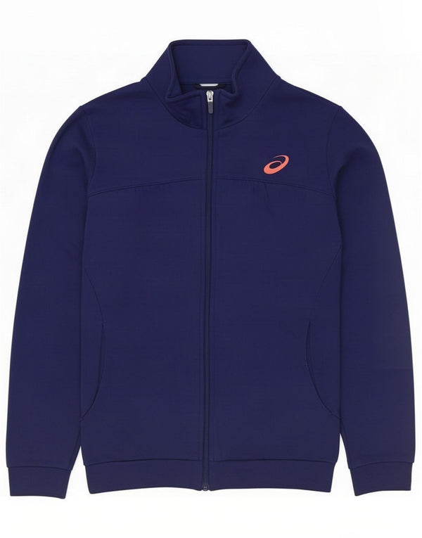 Asics Mens Tracksuit Top Jacket Small Navy Blue Cotton