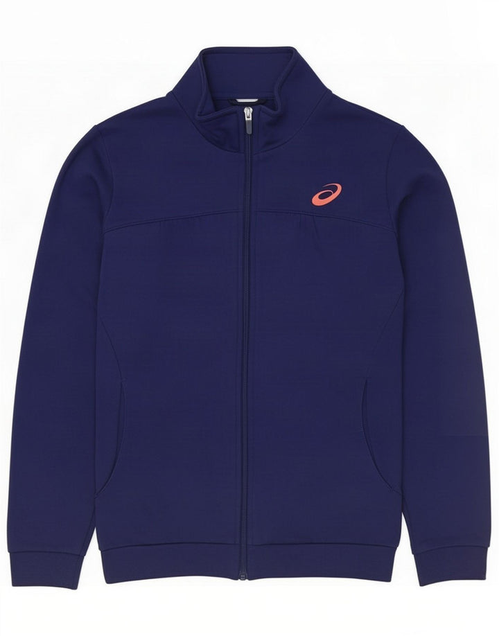 Asics Mens Tracksuit Top Jacket Small Navy Blue Cotton