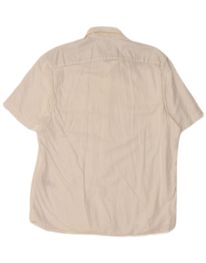 TED BAKER Mens Short Sleeve Shirt Size 5 XL White Linen