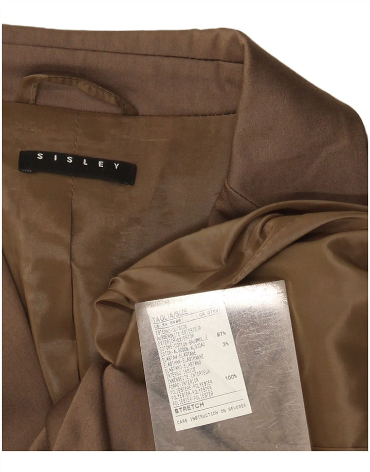 SISLEY Womens 2 Button Blazer Jacket IT 38 XS Brown Cotton