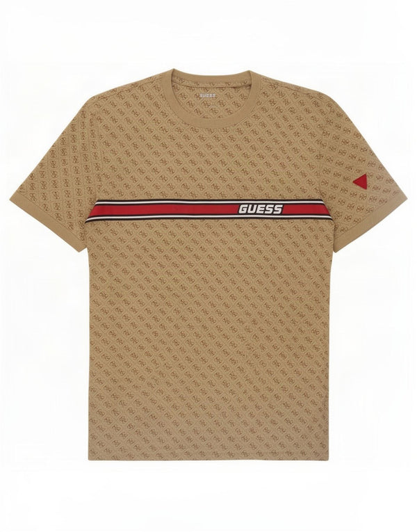 Guess Mens Graphic T-Shirt Top Large Beige Cotton