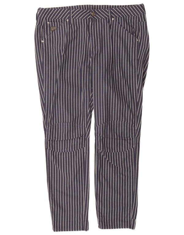 G-Star Womens Slim Casual Trousers W30 L28 Navy Blue Pinstripe Polyester