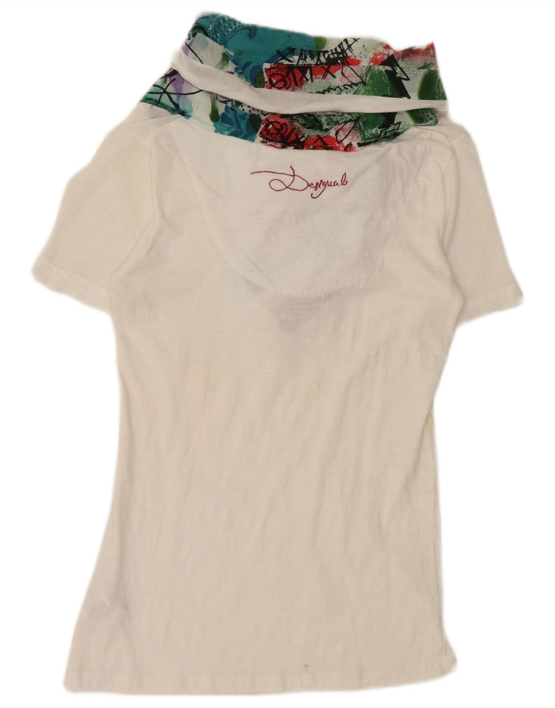 Desigual Womens Drop Neck Blouse Top UK 10 Small White Viscose