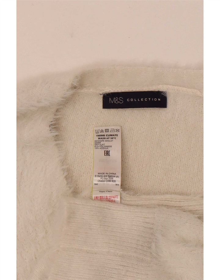 Marks & Spencer Womens V-Neck Jumper Sweater UK 12 Medium Off White