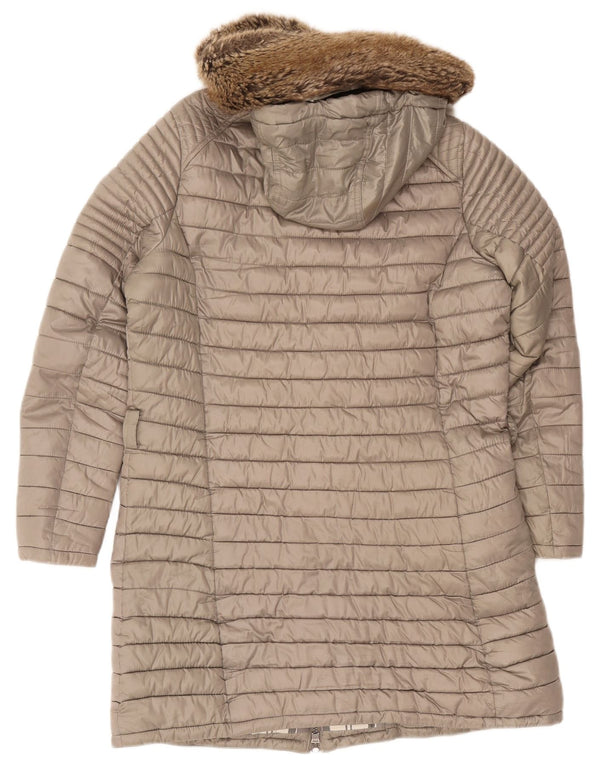Barbour Womens Hooded Padded Coat UK 14 Large Grey Polyester