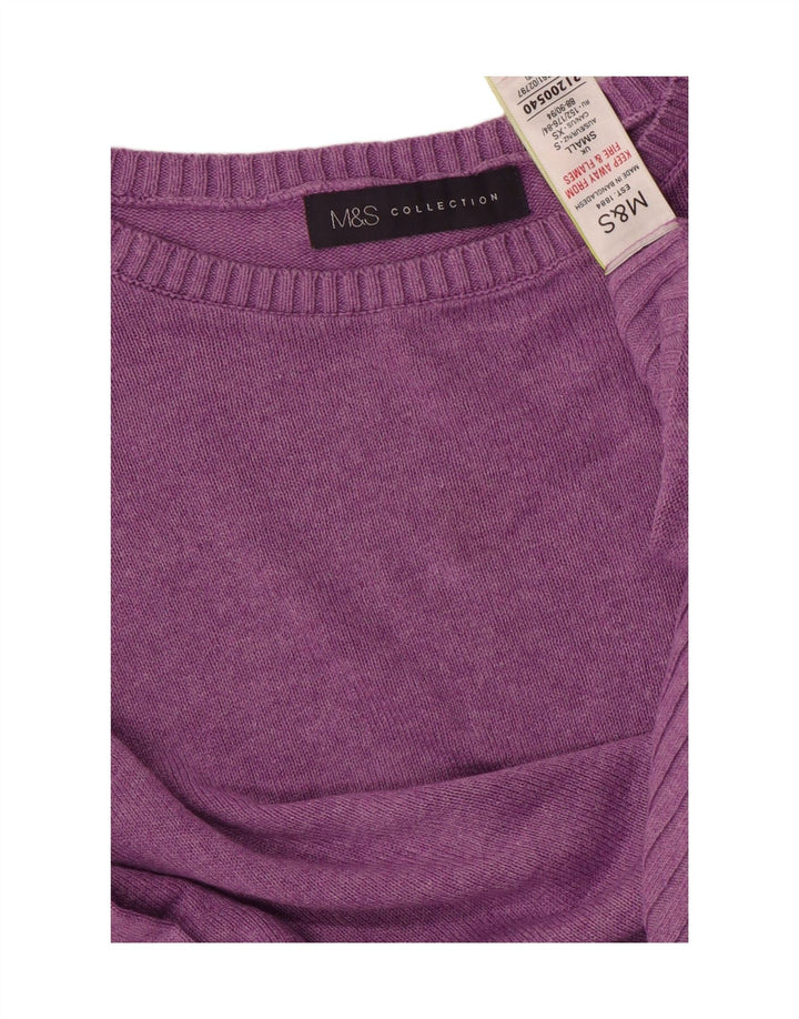 MARKS & SPENCER Womens Boat Neck Jumper Sweater UK 10 Small Purple Viscose