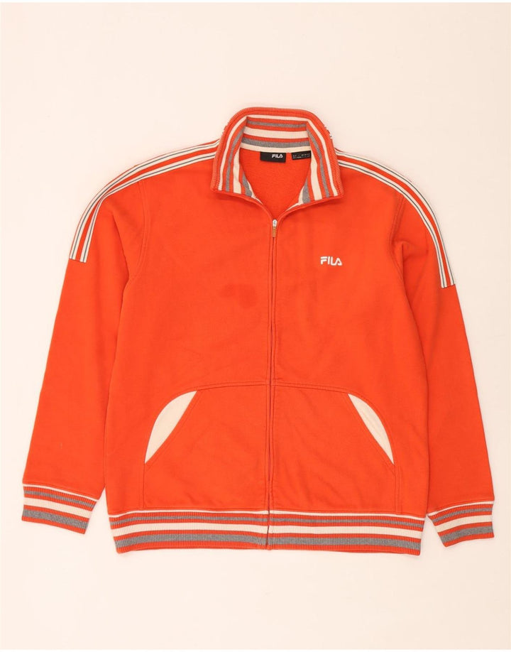 Fila Mens Tracksuit Top Jacket Large Orange Colourblock Cotton