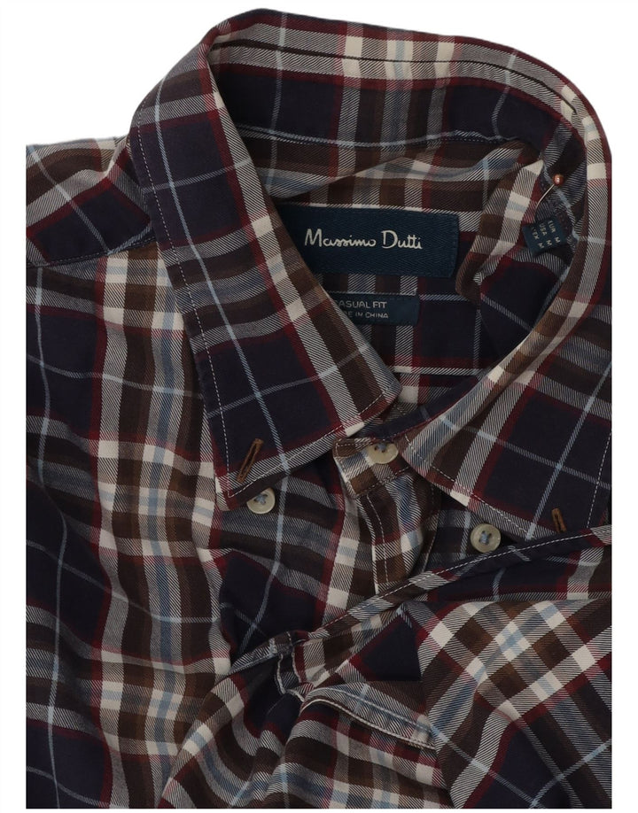 Massimo Dutti Mens Casual Fit Shirt Medium Navy Blue Check
