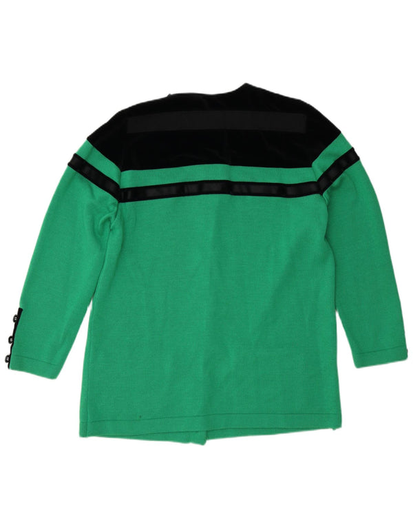 Vintage Womens Cardigan Sweater UK 16 Large Green Colourblock