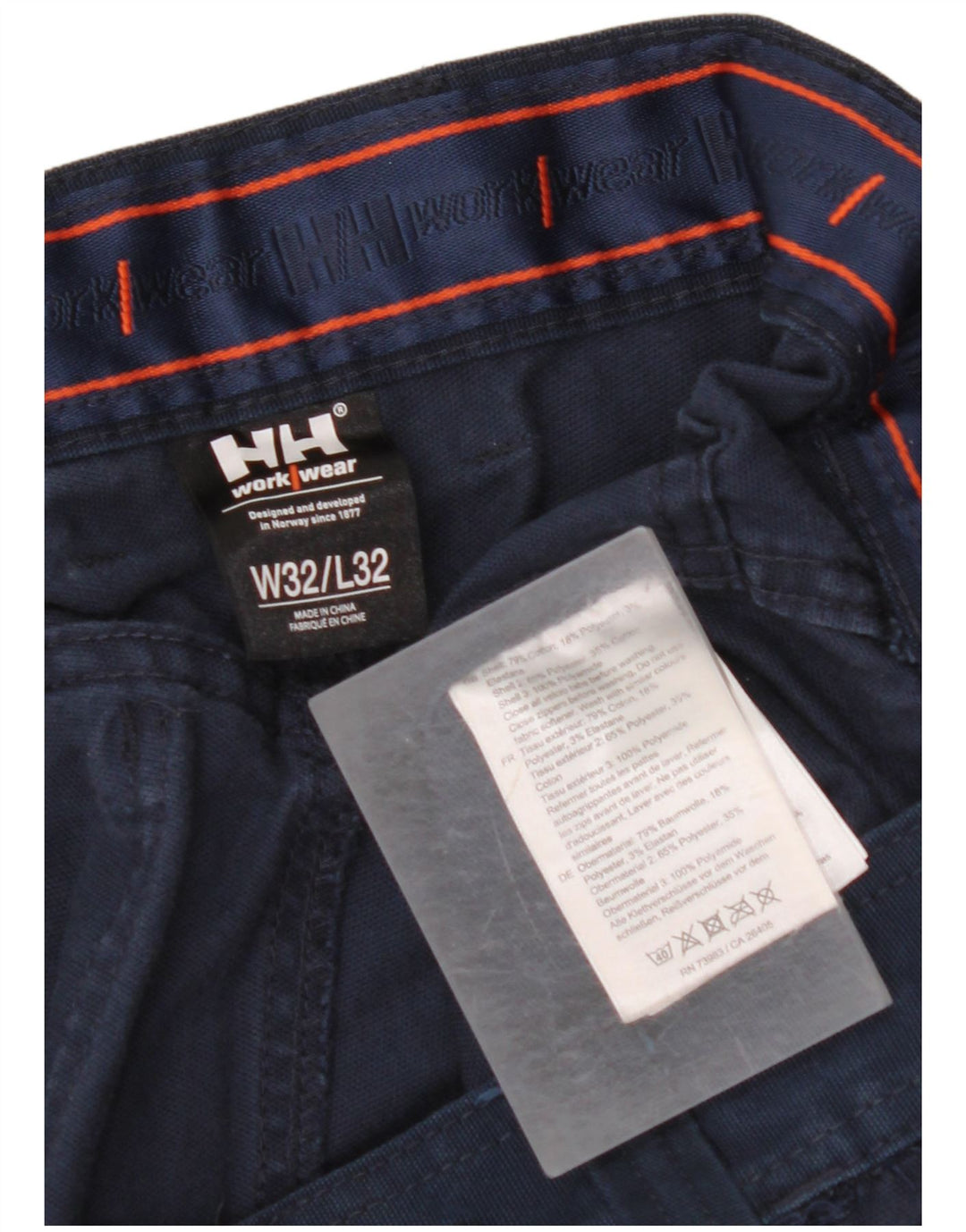 HELLY HANSEN Mens Straight Cargo Trousers W32 L32 Navy Blue Polyester