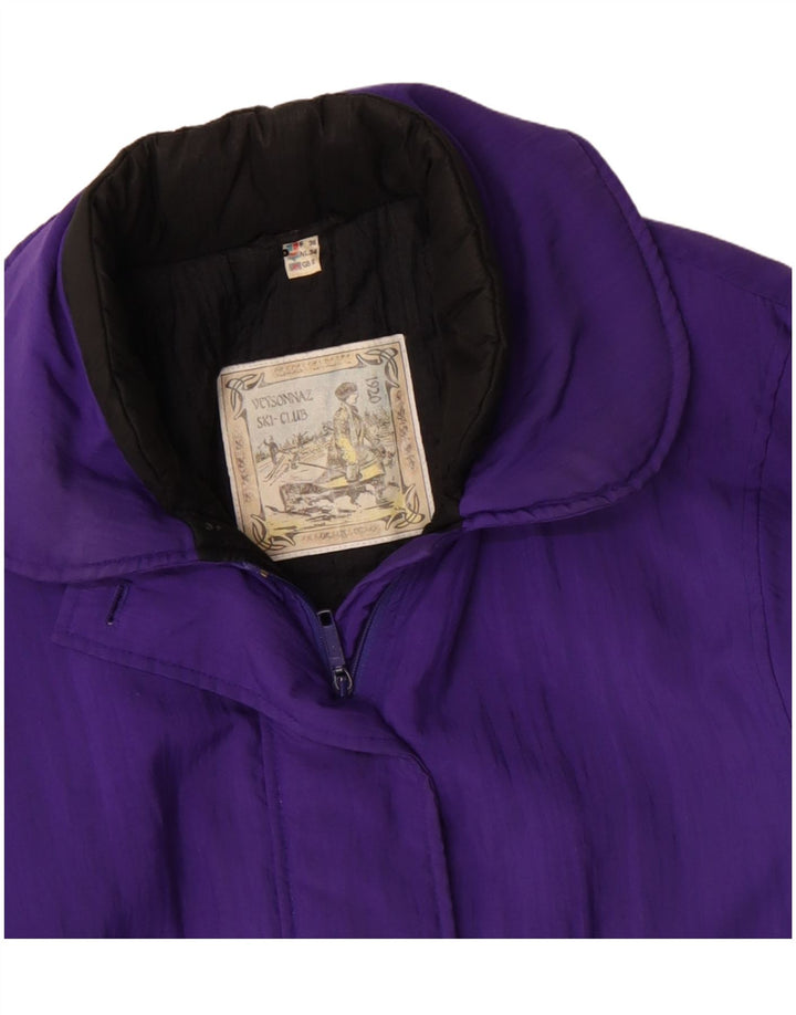 Vintage Womens Oversized Ski Jacket UK 8 Small Purple Polyamide Retro