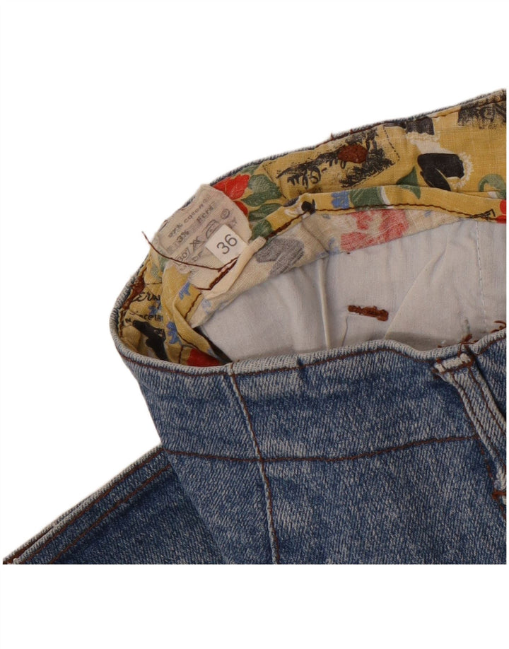 Zip Womens Denim Skirt IT 44 Medium W30 Blue Cotton