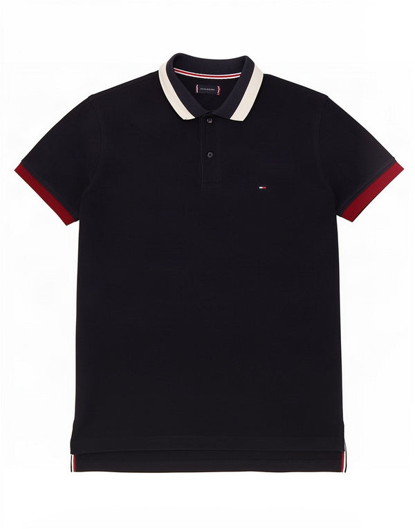 Tommy Hilfiger Mens Slim Fit Polo Shirt Medium Navy Blue Colourblock