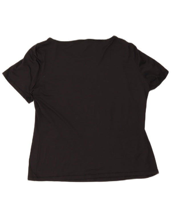 ELENA MIRO Womens Slim Fit Graphic T-Shirt Top UK 12 Medium Black