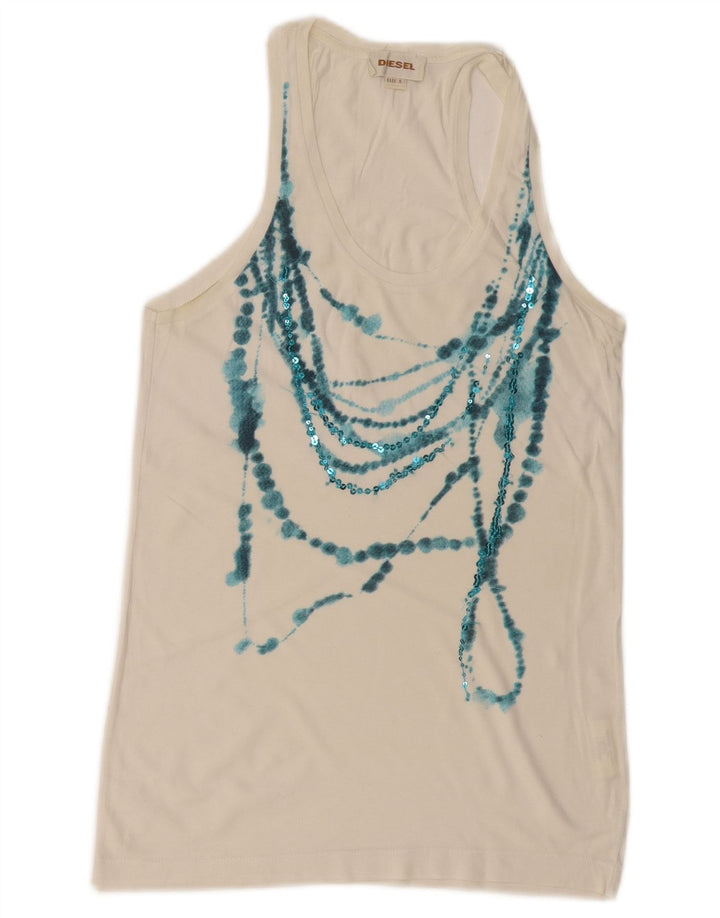 Diesel Womens Vest Top UK 10 Small White Cotton