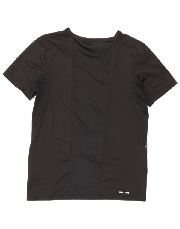 Adidas Boys Graphic T-Shirt Top 13-14 Years Black Geometric Sports