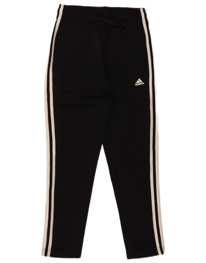 ADIDAS Boys Tracksuit Trousers 11-12 Years Black Polyester