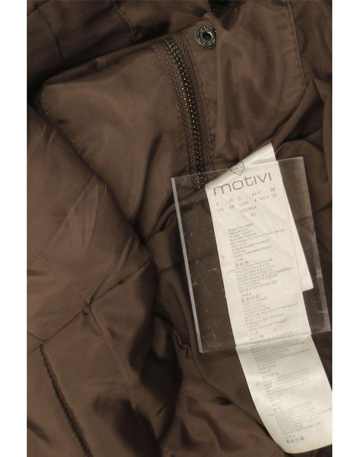 MOTIVI Womens Hooded Padded Coat UK 8 Small Brown Polyester Vintage MOTIVI and Second-Hand MOTIVI from Messina Hembry 