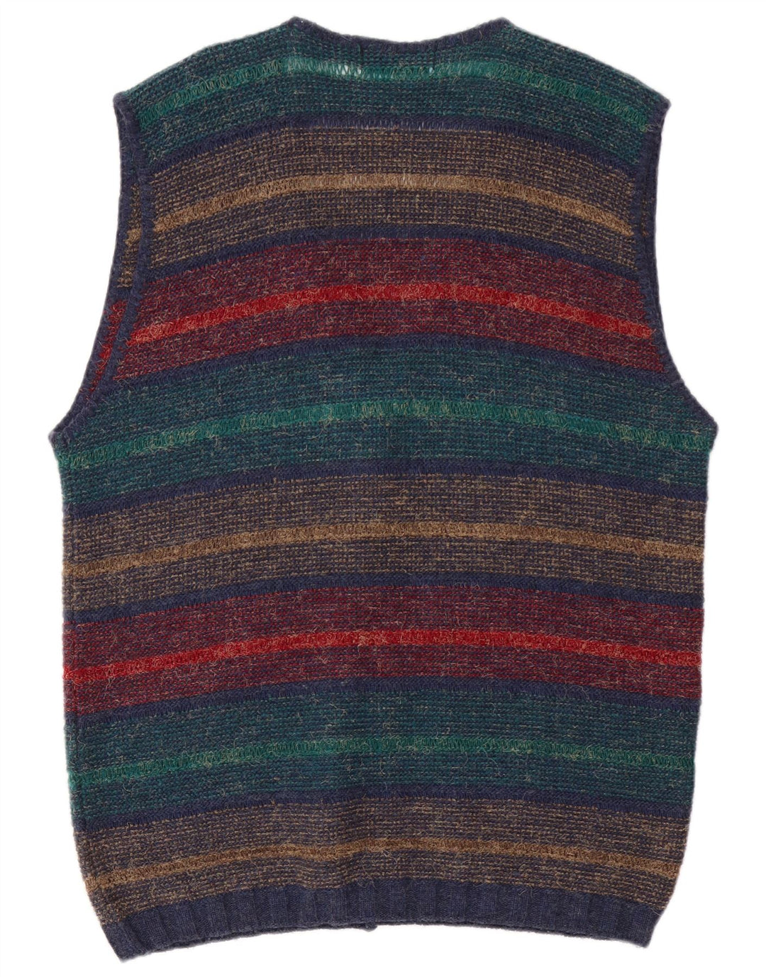 Liberty Mens Sleeveless Cardigan Sweater Large Multicoloured Striped
