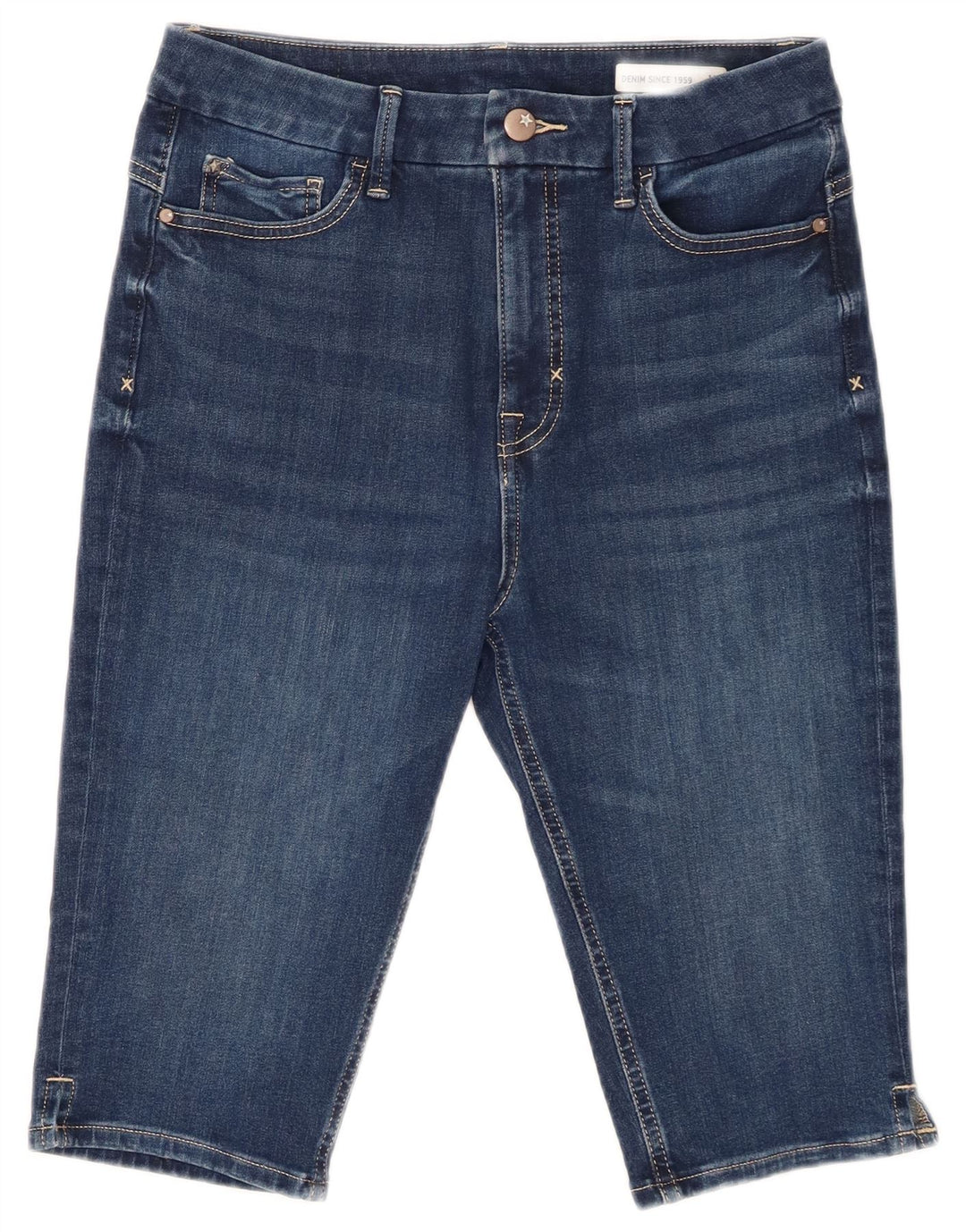 Marks & Spencer Womens Denim Shorts UK 12 Medium W32 Blue Cotton