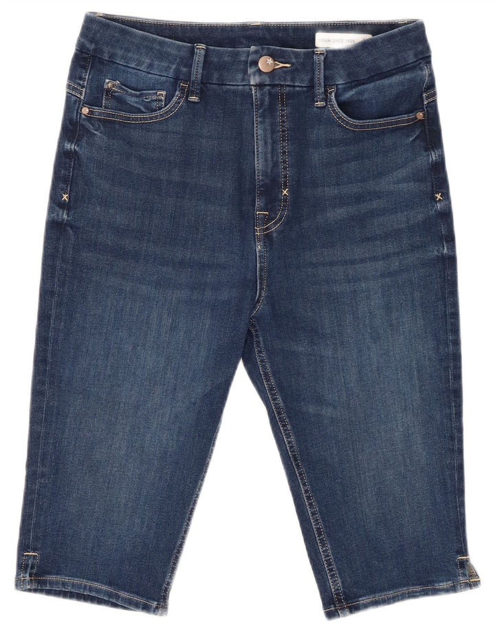 Marks & Spencer Womens Denim Shorts UK 12 Medium W32 Blue Cotton