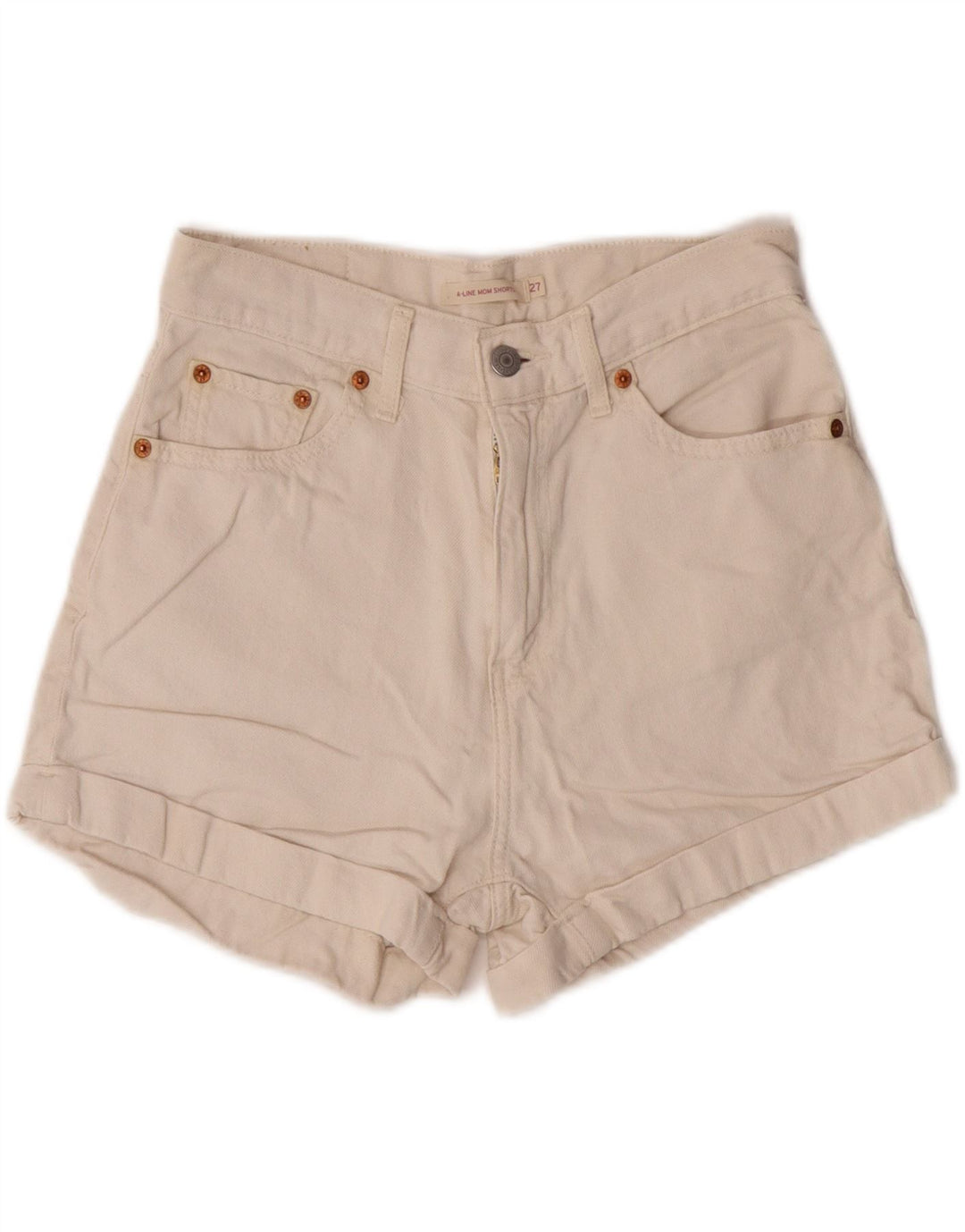 Levi's Womens Mom High Waist Denim Shorts W27 Small Off White Classic
